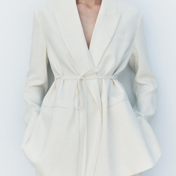 NWT ZARA LINEN BLEND BLAZER ZW COLLECTION - Picture 1 of 5